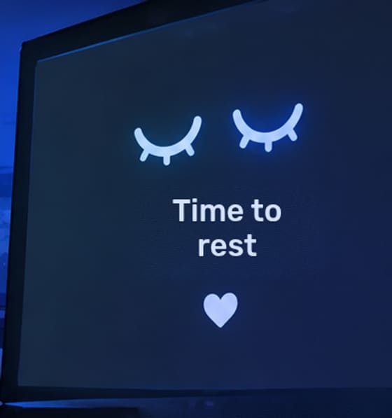 Break screen: “Time to rest”